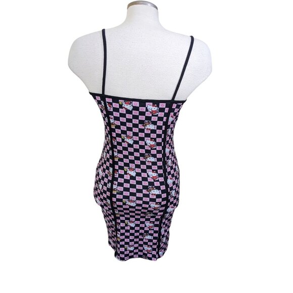 Sanrio Hello Kitty Womens Checkerboard Print Mini Dress Size 10 Strappy Coquette - Picture 7 of 9
